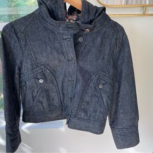 Classic Blue Jean Jacket with Distressed Look